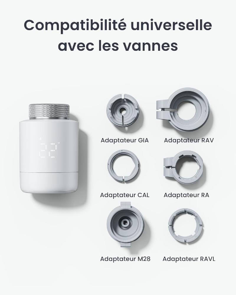 Les différents adaptateurs fournis avec le thermostat